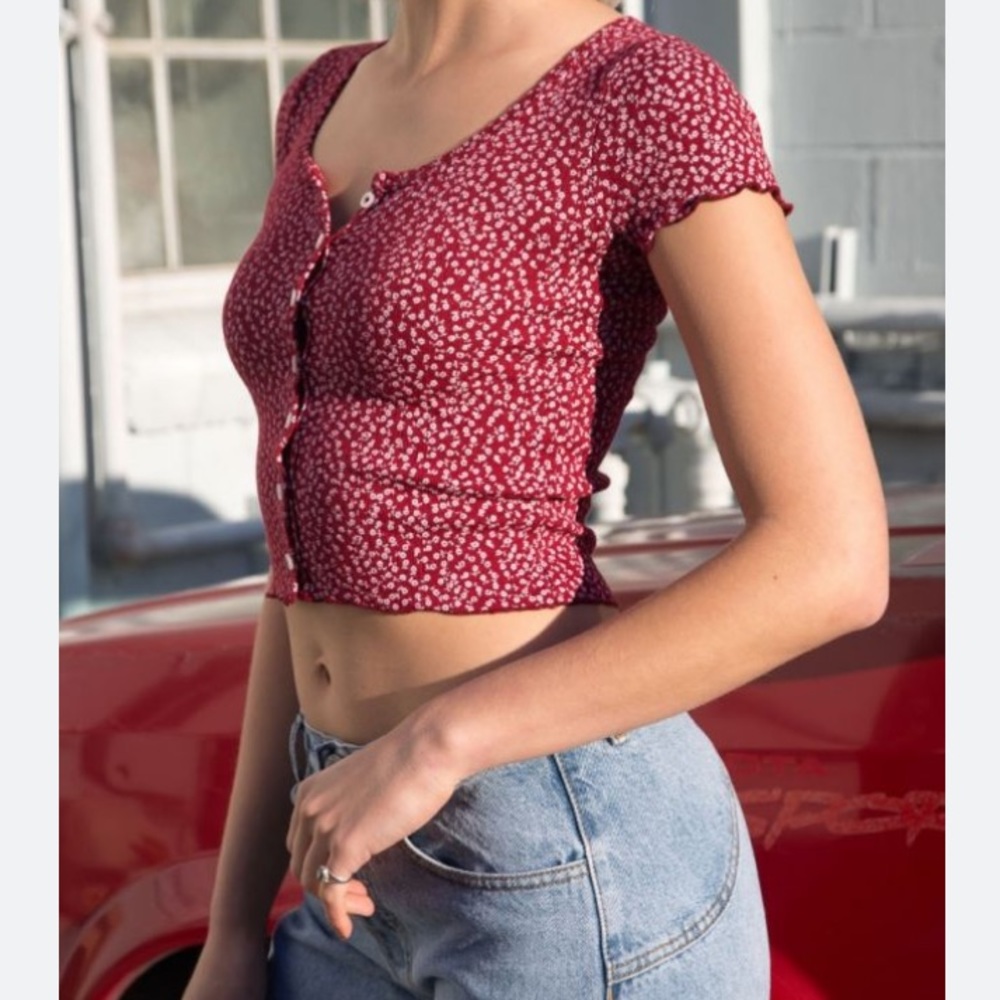 Brandy Melville Red Floral Shirt